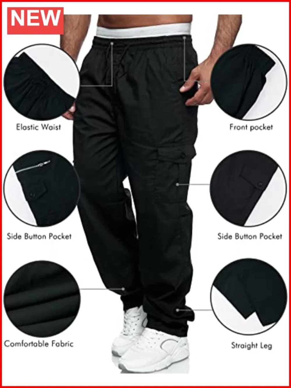 Men's Cargo Pants Relaxed Fit Jogger Sweatpants with Pockets
